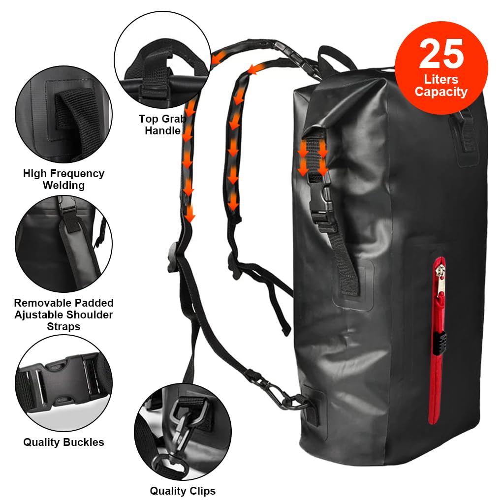Optifit Dry Bag, Large Waterpoof Dry Backpack With removable shoulder strap, PVC Dry Bag Sack for Beach Swimming, Fishing, Camping, Canoeing, Hiking, Kayaking, Paddleboarding and Boating (25L) Optifit Dry Bag, Large Waterpoof Dry Backpack With removable shoulder strap, PVC Dry Bag Sack for Beach Swimming, Fishing, Camping, Canoeing, Hiking, Kayaking, Paddleboarding and Boating (25L)